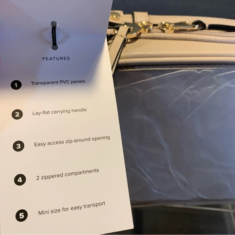 CALPACK NWT Mini Clear Cosmetic Zippered Travel  Case. Stone. - Picture 10 of 12